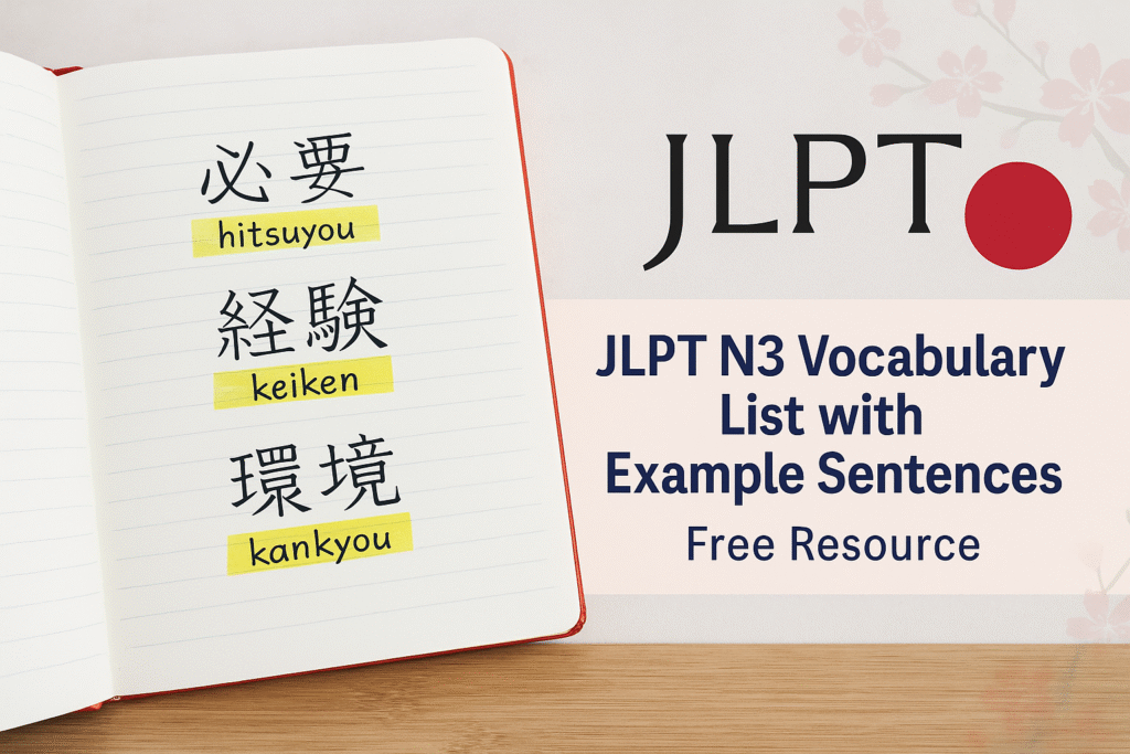 4. JLPT N3 Vocabulary List with Example Sentences (Free Resource)
